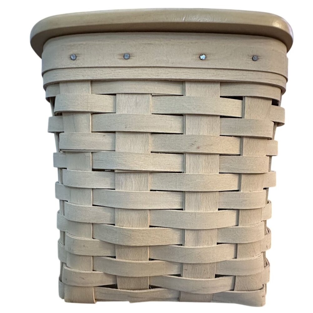 Longaberger Tall Tissue Basket with Lid Deep Whitewashed/Natural 2001 Signed